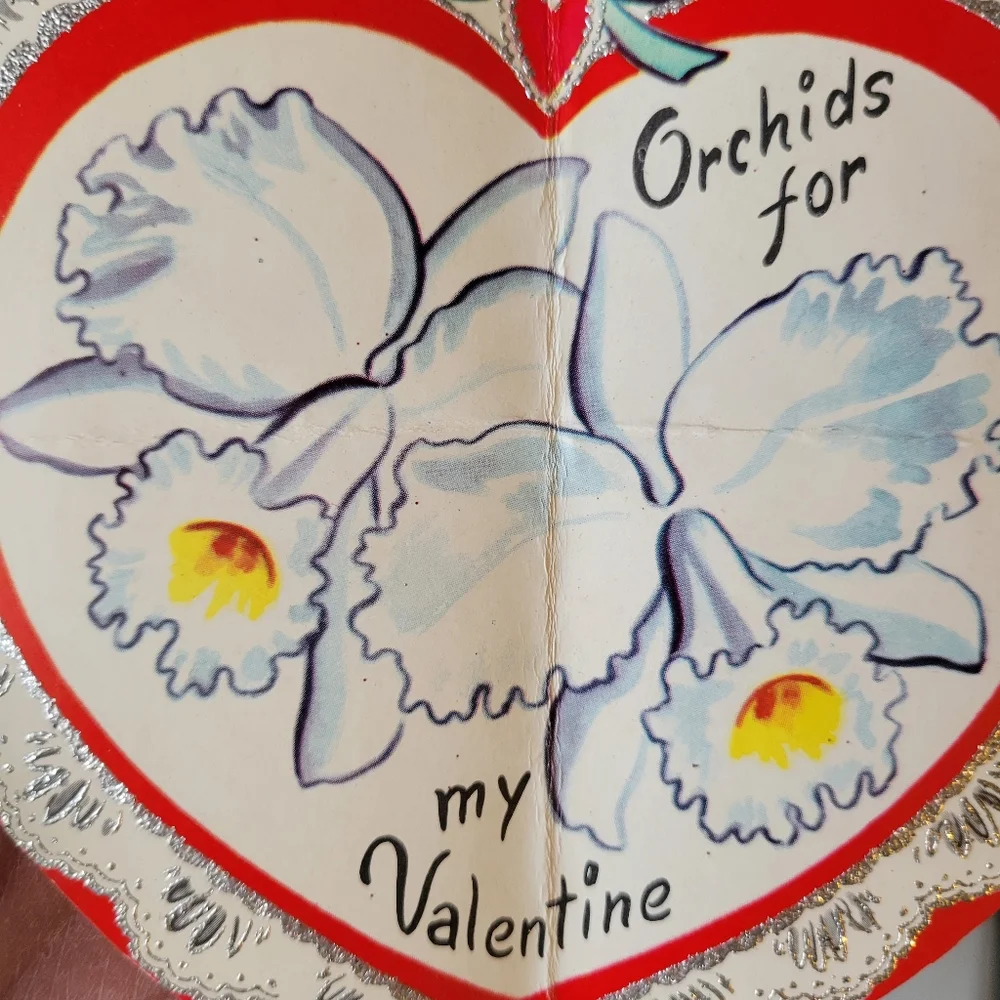 Vintage Valentine's Day Card ~ Orchid ~ Flowers ~ Pretty Ephemera ~ FINAL PRICE
